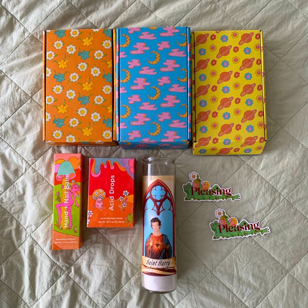 Harry Styles Shroom Bloom Candle, Box, and Sticker Set